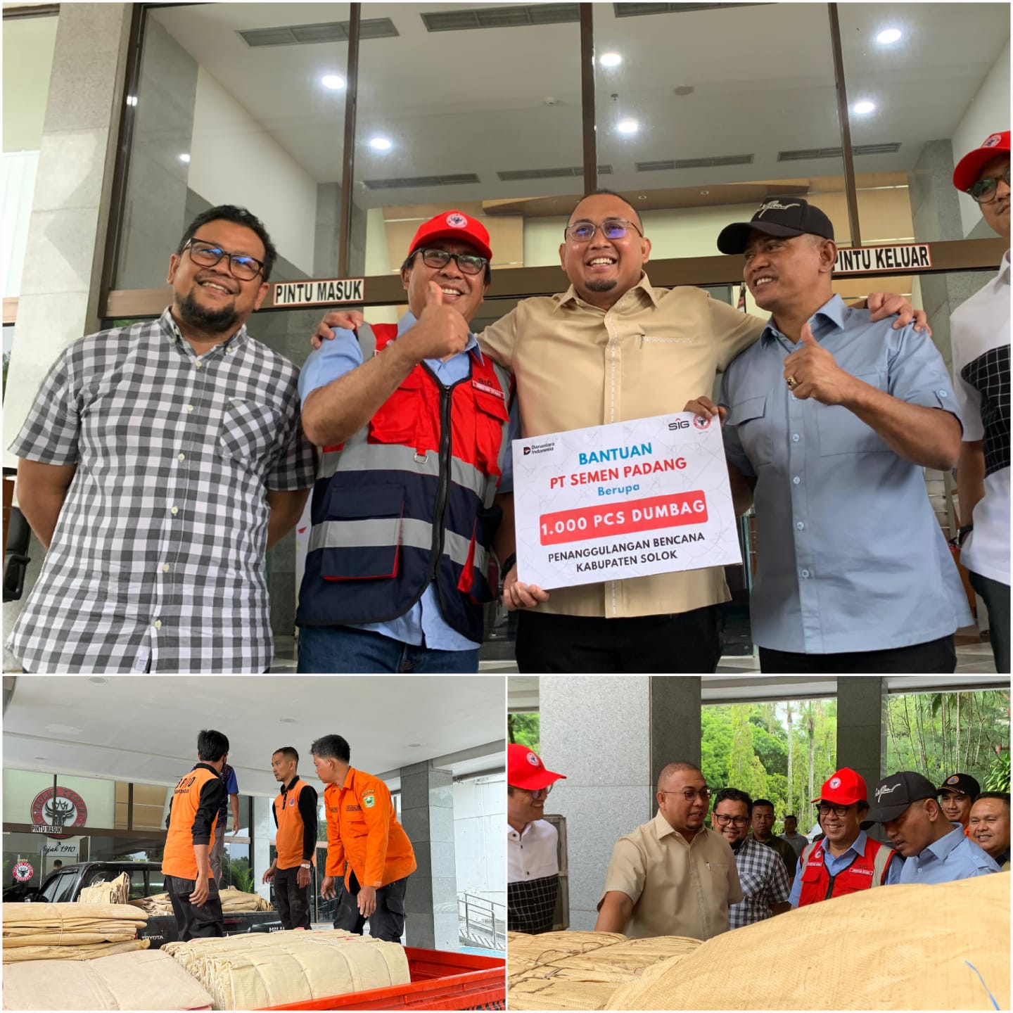 1000 Dune Bag Dari PT Semen Padang Untuk Penanganan Banjir Bandang di Solok